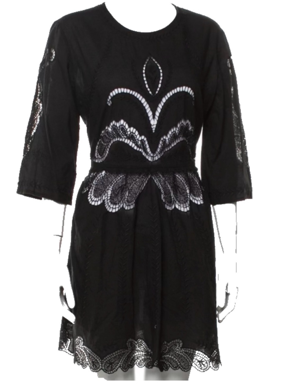 Iro black eyelet knee length dress